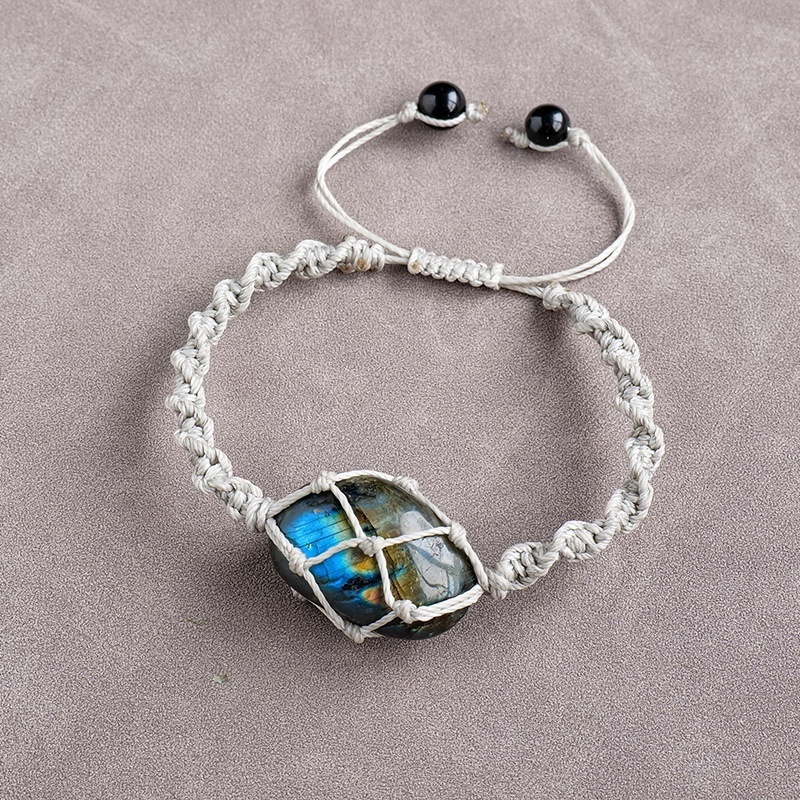 Natural crystal rolling stone net bag braided bracelet fashion crystal retro bracelet