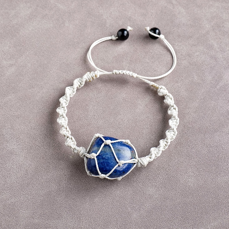 Natural crystal rolling stone net bag braided bracelet fashion crystal retro bracelet