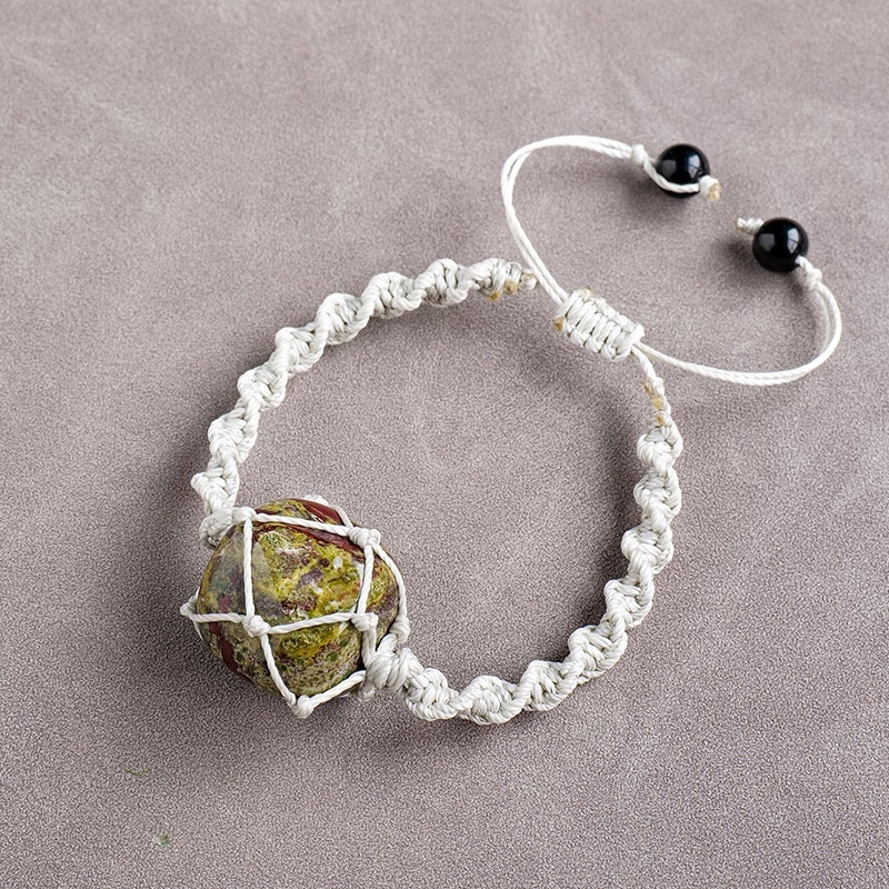 Natural crystal rolling stone net bag braided bracelet fashion crystal retro bracelet