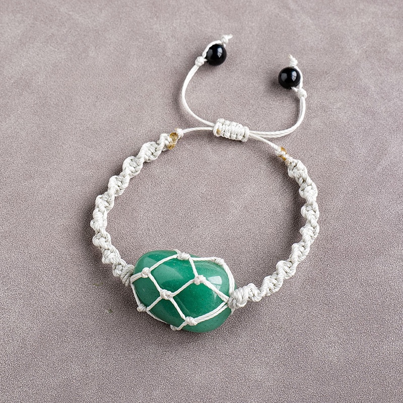 Natural crystal rolling stone net bag braided bracelet fashion crystal retro bracelet