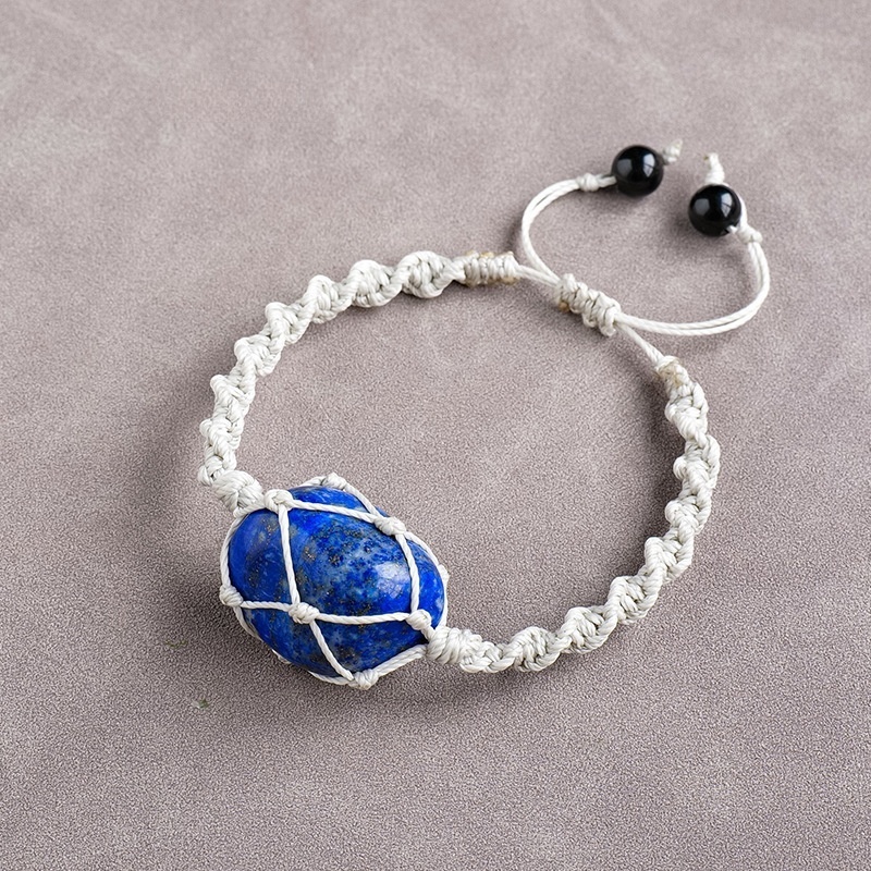 Natural crystal rolling stone net bag braided bracelet fashion crystal retro bracelet