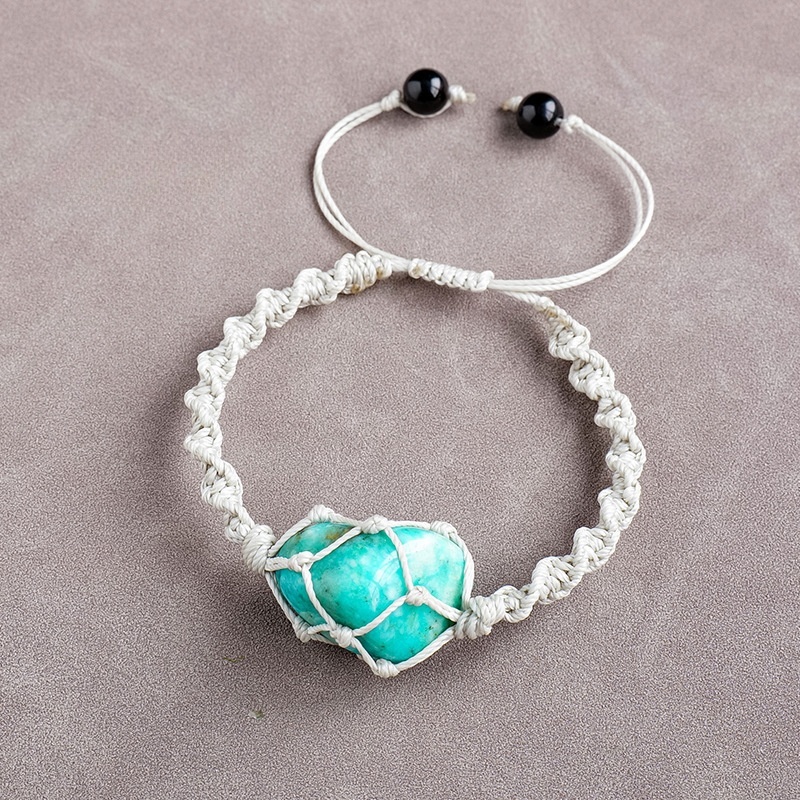Natural crystal rolling stone net bag braided bracelet fashion crystal retro bracelet