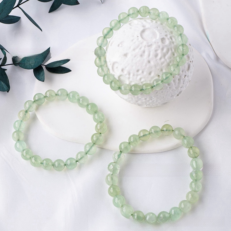 Natural grape stone round bead bracelet fashionable and versatile small fresh emerald green single loop bracelet