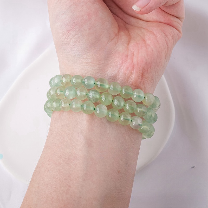 Natural grape stone round bead bracelet fashionable and versatile small fresh emerald green single loop bracelet