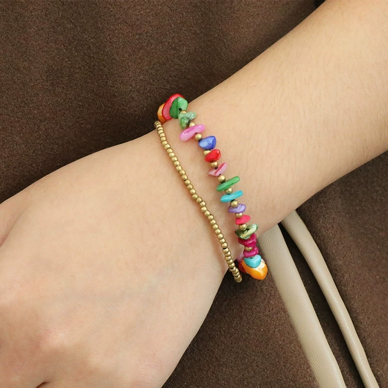 Natural crystal agate colorful shell gravel bracelet braided bracelet colorful irregular gravel bracelet