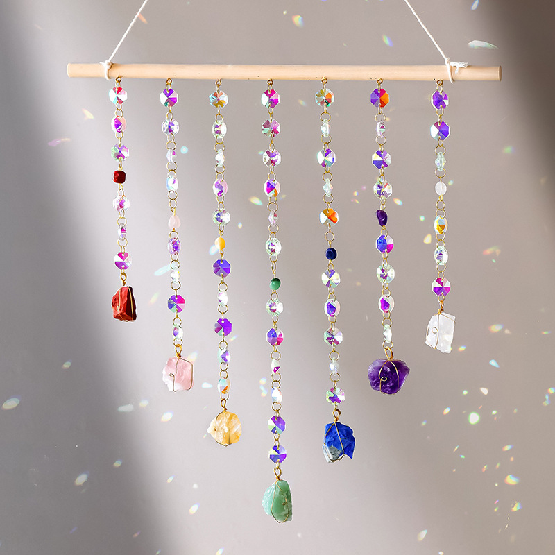 Natural crystal sun catcher wind chime pendant