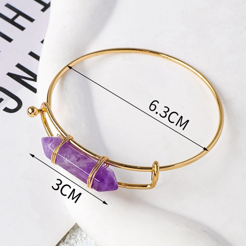 Natural crystal agate double pointed hexagonal column bracelet