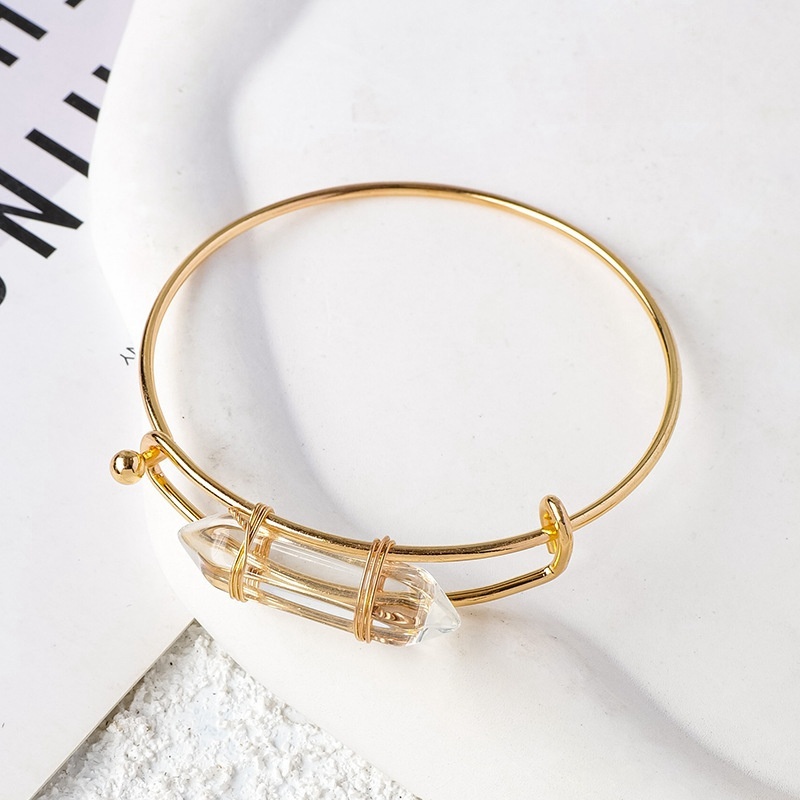 Natural crystal agate double pointed hexagonal column bracelet