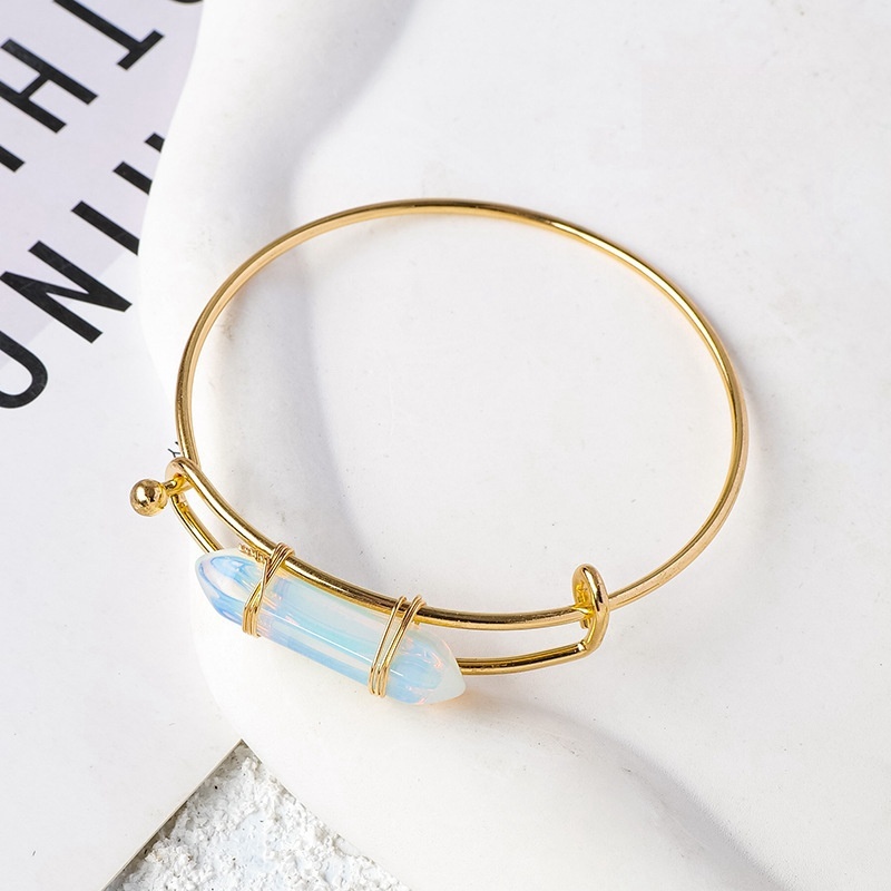 Natural crystal agate double pointed hexagonal column bracelet