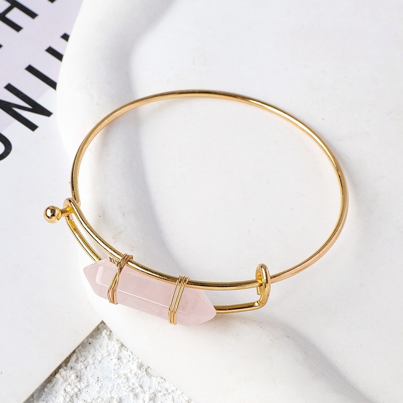 Natural crystal agate double pointed hexagonal column bracelet