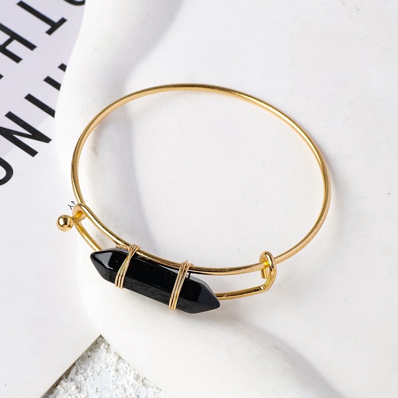 Natural crystal agate double pointed hexagonal column bracelet