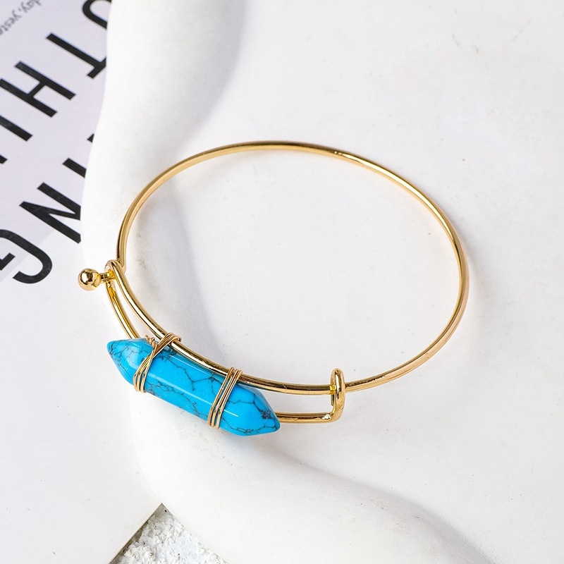 Natural crystal agate double pointed hexagonal column bracelet