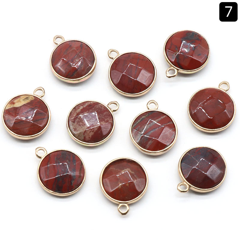 Round faceted pendant wrapped edge single hanging natural crystal oblate pendant diy bracelet necklace jewelry material