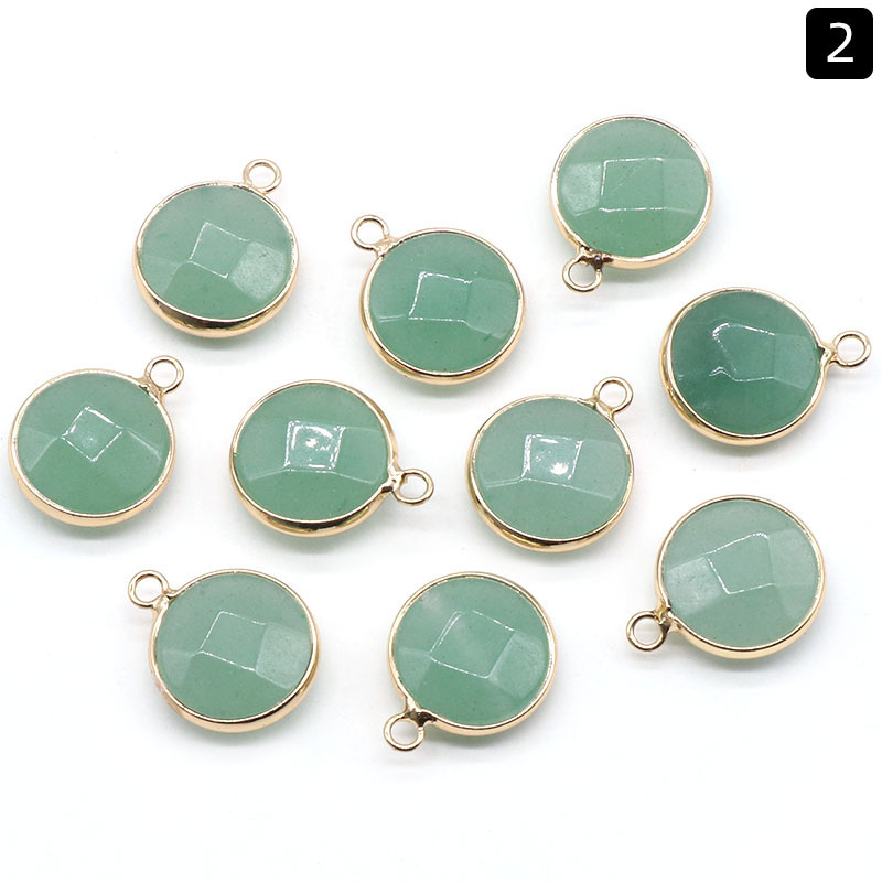 Round faceted pendant wrapped edge single hanging natural crystal oblate pendant diy bracelet necklace jewelry material