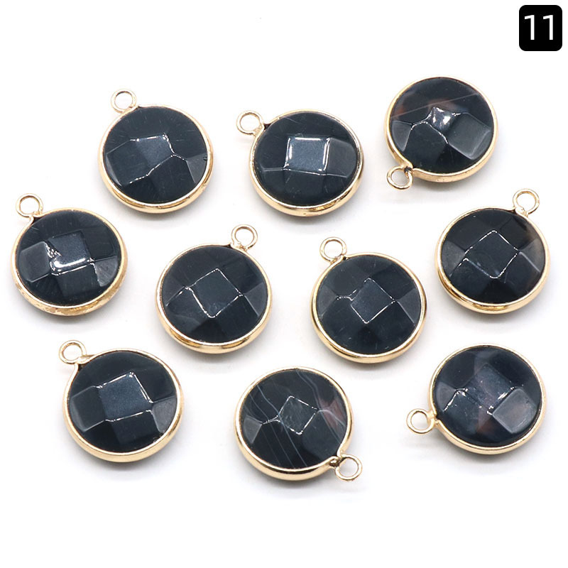 Round faceted pendant wrapped edge single hanging natural crystal oblate pendant diy bracelet necklace jewelry material