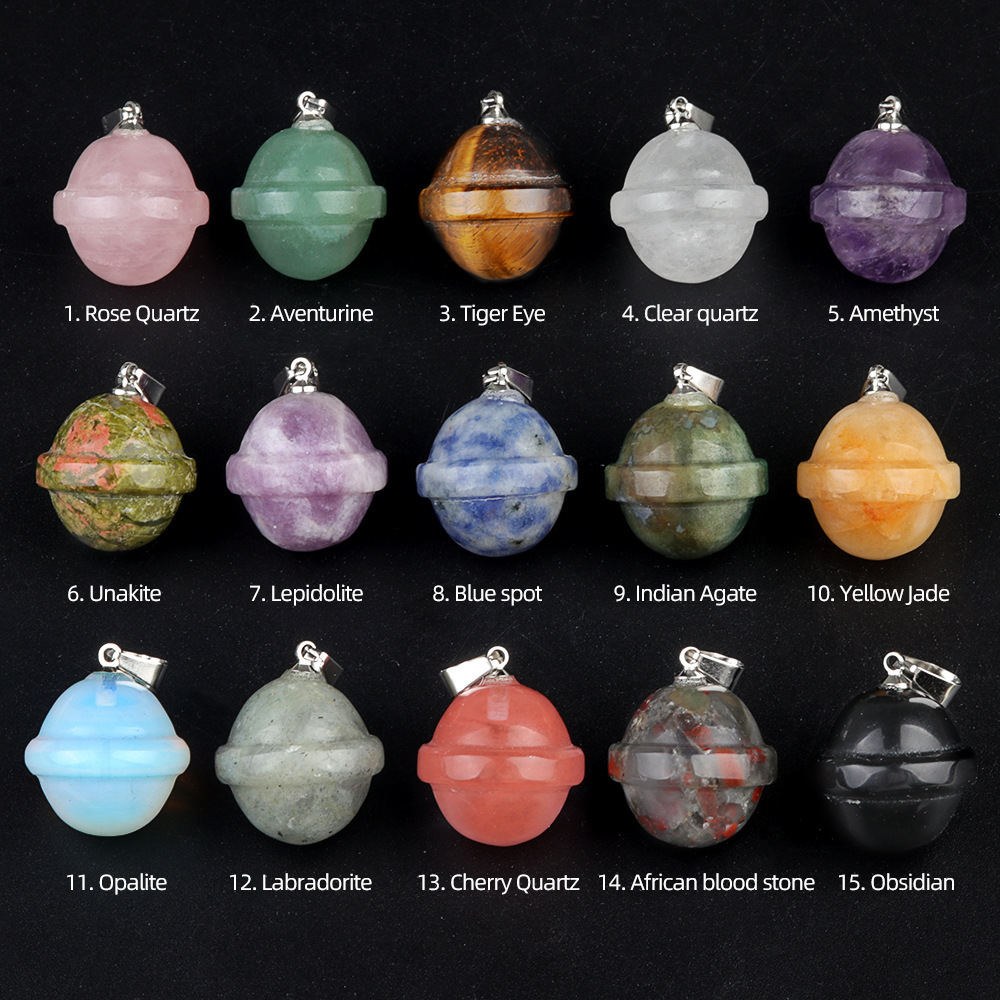 Natural crystal agate stone planet pendant galaxy planet UFO three-dimensional universe pendant jewelry