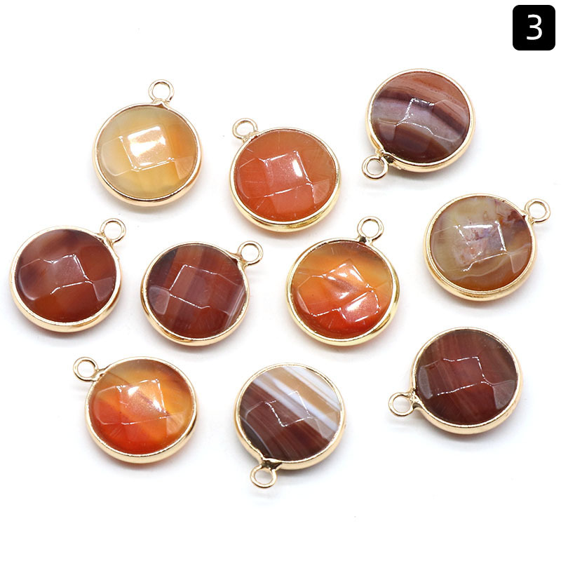 Round faceted pendant wrapped edge single hanging natural crystal oblate pendant diy bracelet necklace jewelry material