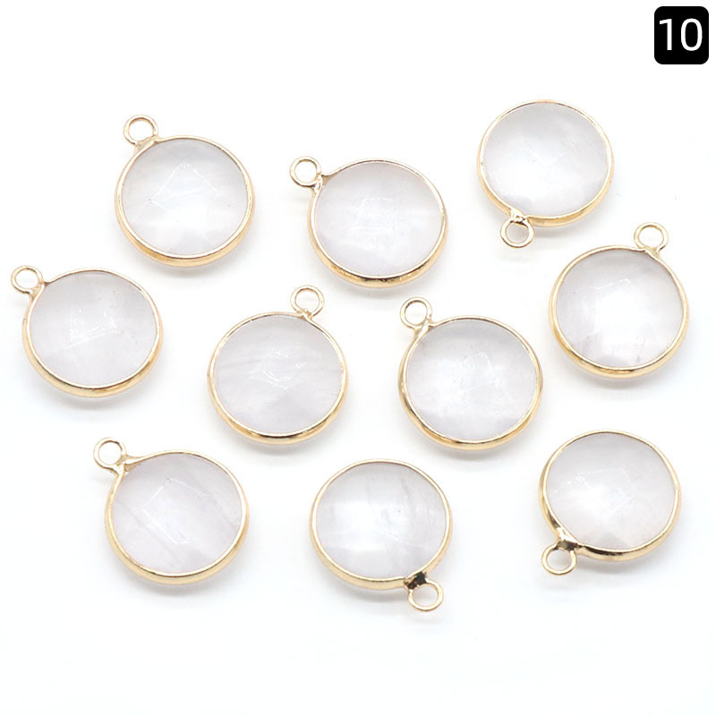 Round faceted pendant wrapped edge single hanging natural crystal oblate pendant diy bracelet necklace jewelry material