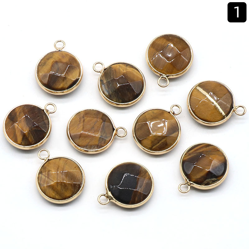 Round faceted pendant wrapped edge single hanging natural crystal oblate pendant diy bracelet necklace jewelry material