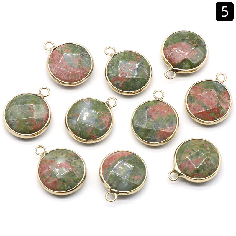 Round faceted pendant wrapped edge single hanging natural crystal oblate pendant diy bracelet necklace jewelry material