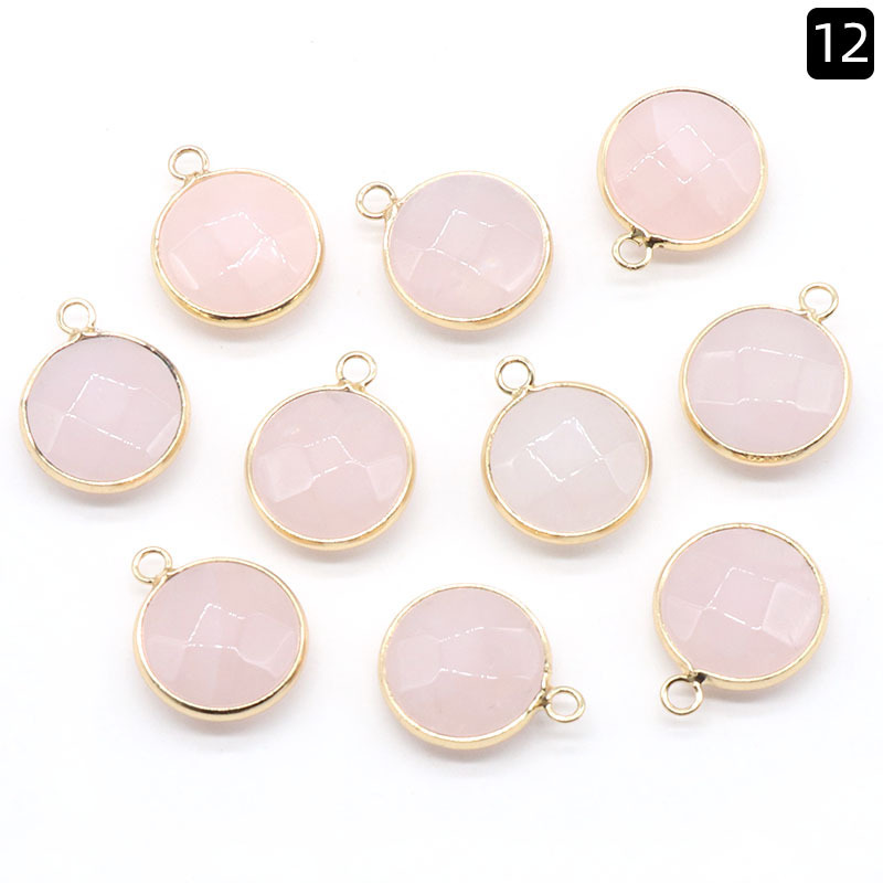Round faceted pendant wrapped edge single hanging natural crystal oblate pendant diy bracelet necklace jewelry material