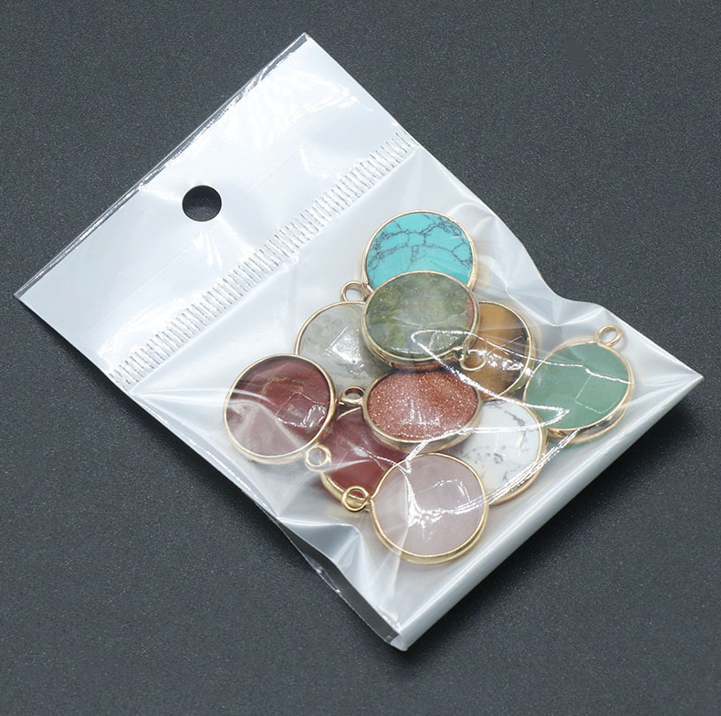 Round faceted pendant wrapped edge single hanging natural crystal oblate pendant diy bracelet necklace jewelry material
