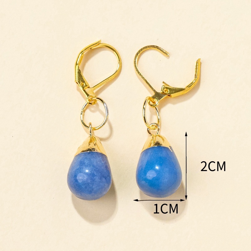 Natural crystal jade stone water drop earrings