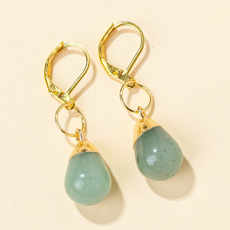 Natural crystal jade stone water drop earrings