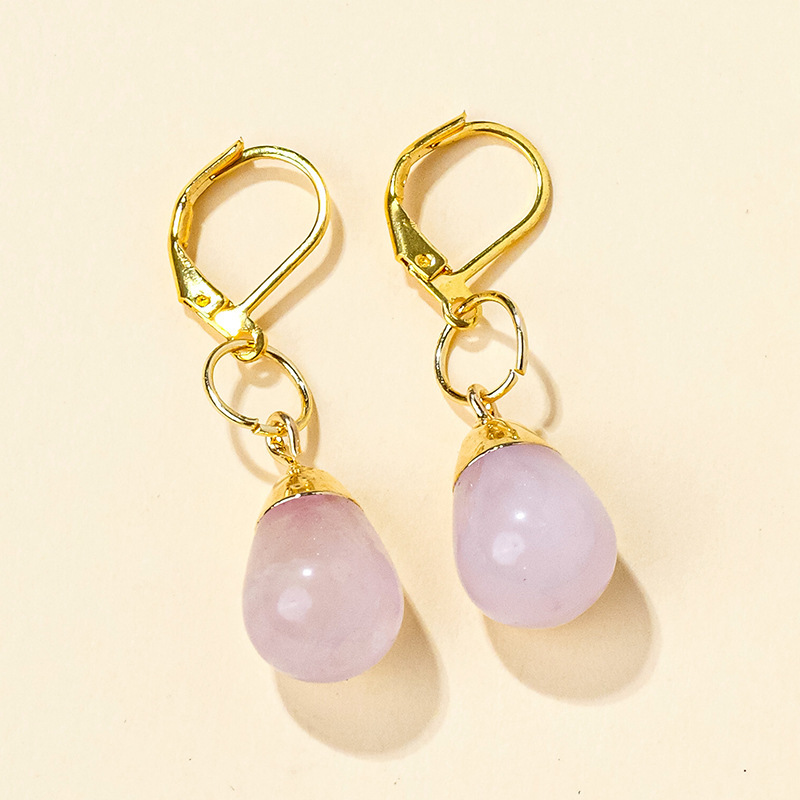 Natural crystal jade stone water drop earrings