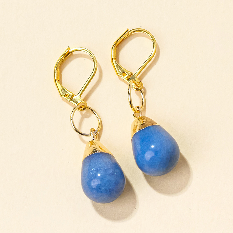 Natural crystal jade stone water drop earrings