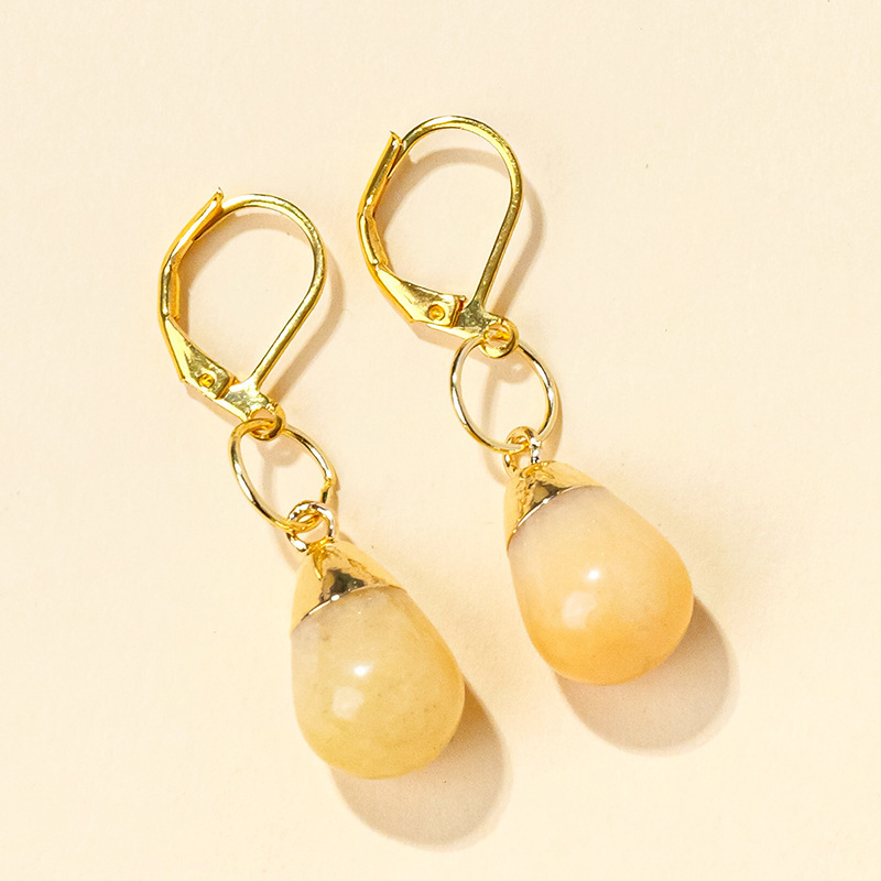 Natural crystal jade stone water drop earrings