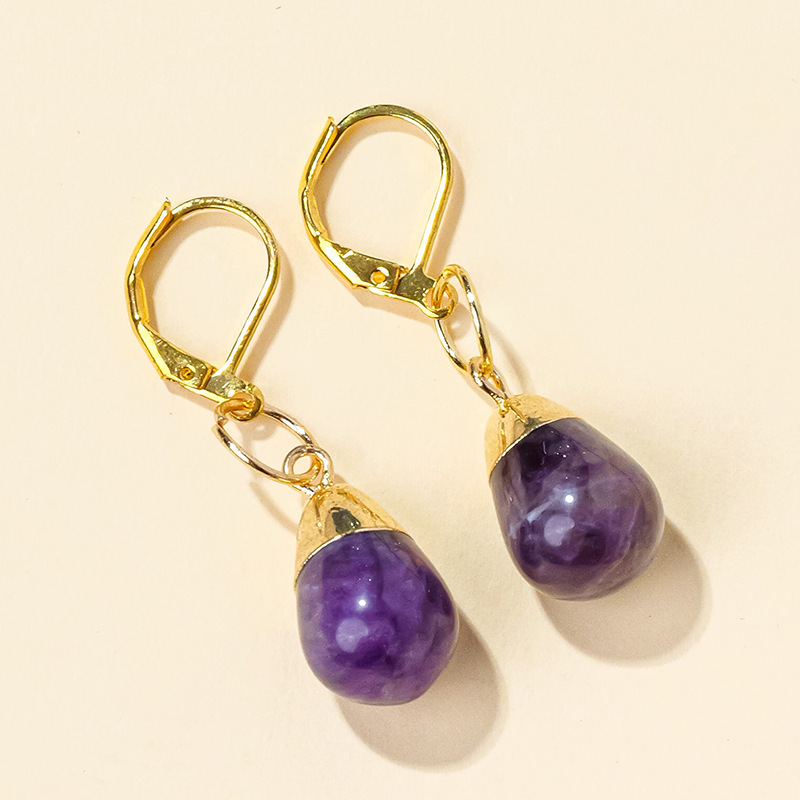 Natural crystal jade stone water drop earrings