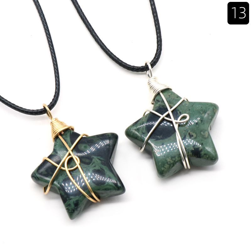 Natural crystal stone 30mm five-pointed star wire pendant DIY star pendant
