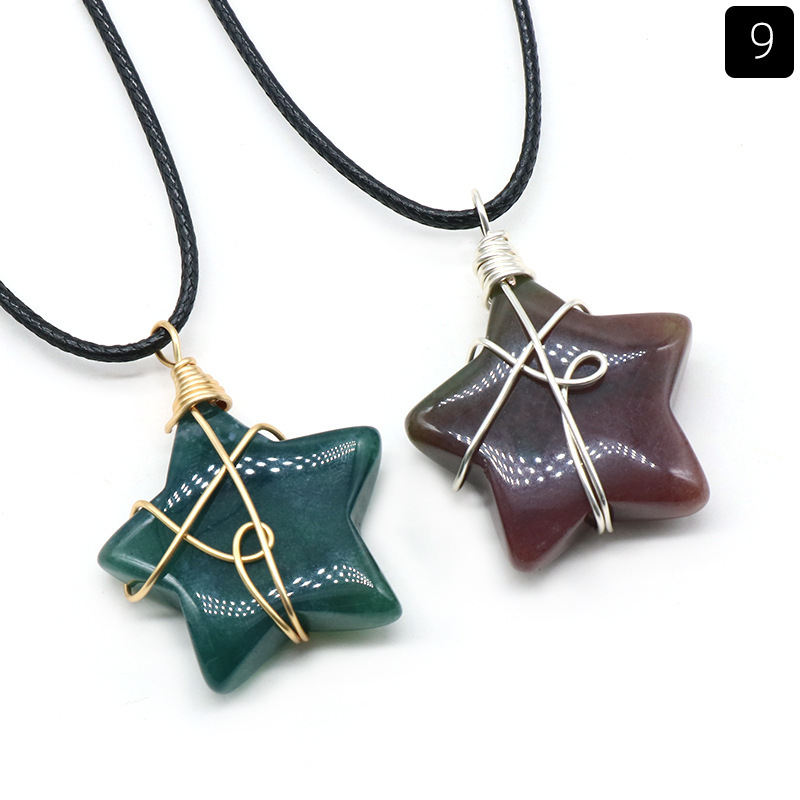 Natural crystal stone 30mm five-pointed star wire pendant DIY star pendant
