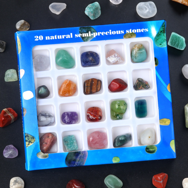 Crystal gemstone ore raw stone mark boxed 20 kinds of materials student science textbook