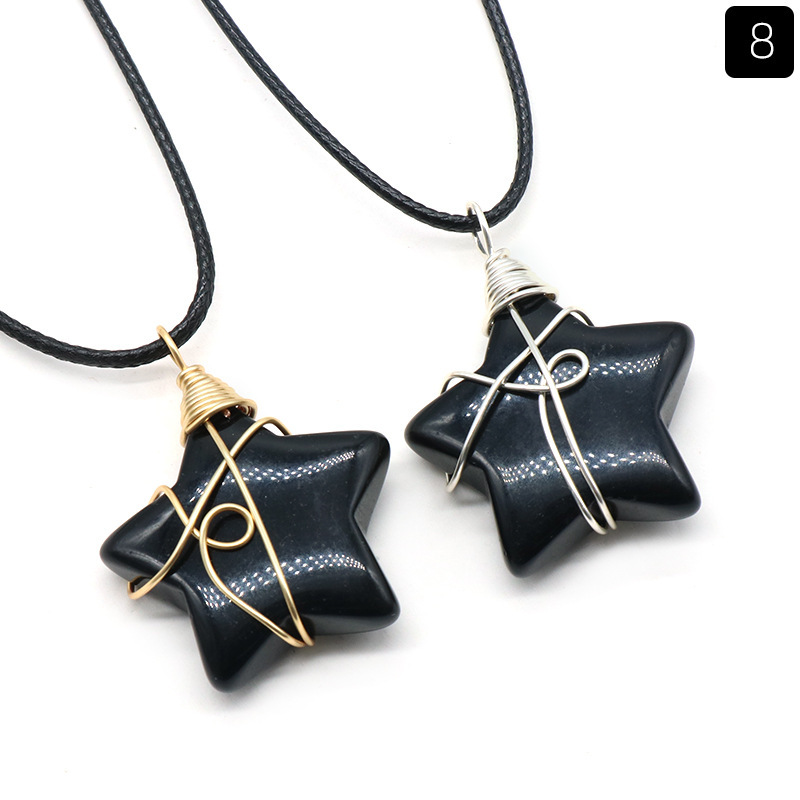 Natural crystal stone 30mm five-pointed star wire pendant DIY star pendant