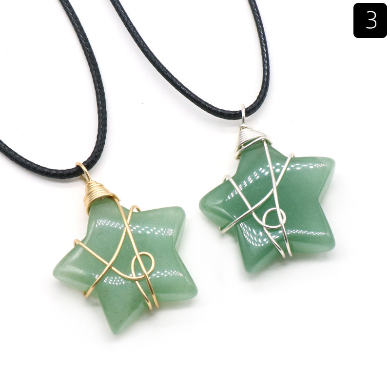 Natural crystal stone 30mm five-pointed star wire pendant DIY star pendant