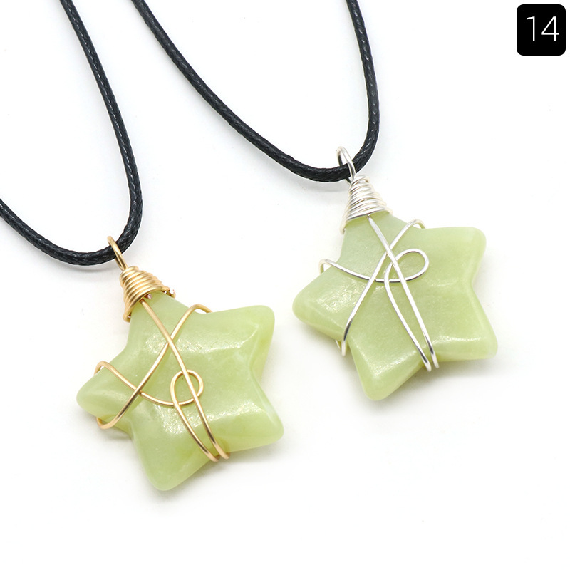 Natural crystal stone 30mm five-pointed star wire pendant DIY star pendant