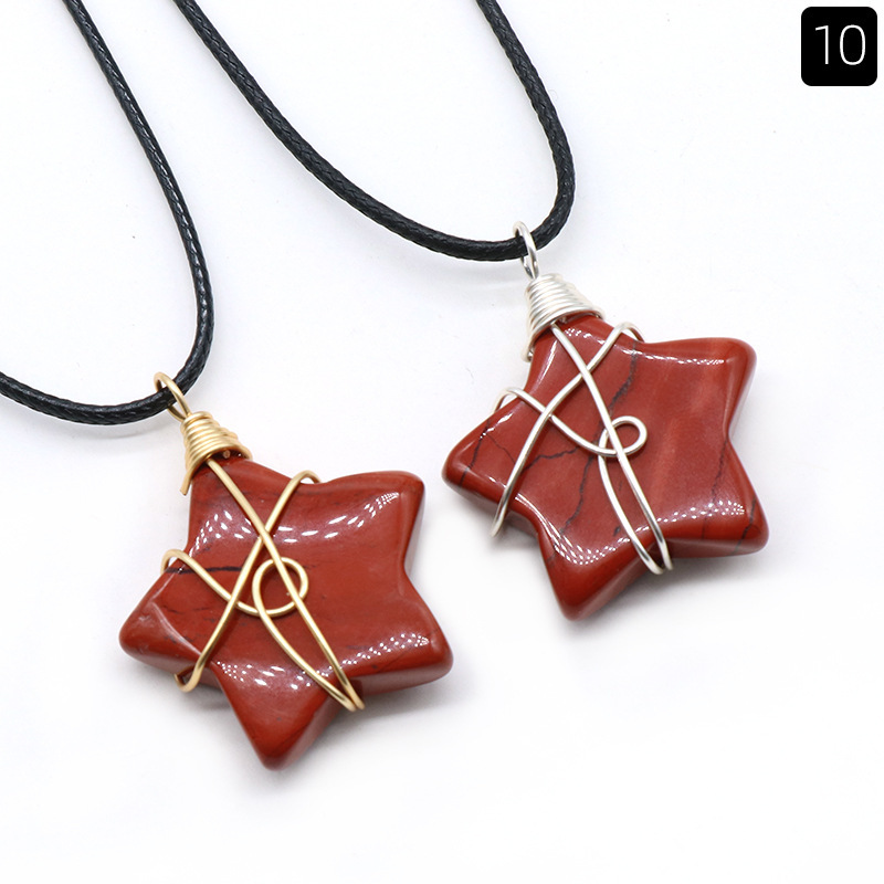 Natural crystal stone 30mm five-pointed star wire pendant DIY star pendant