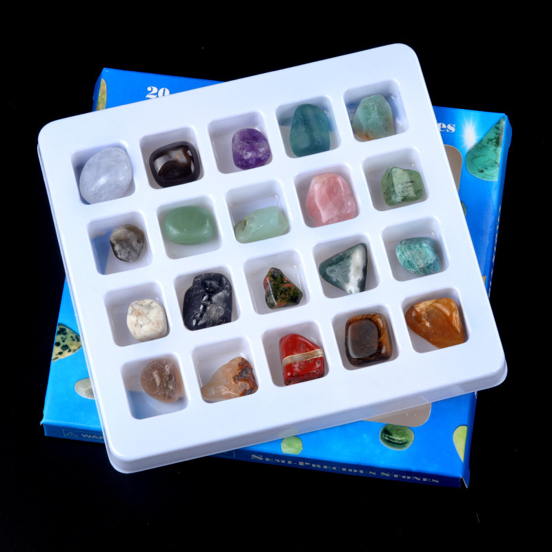 Crystal gemstone ore raw stone mark boxed 20 kinds of materials student science textbook