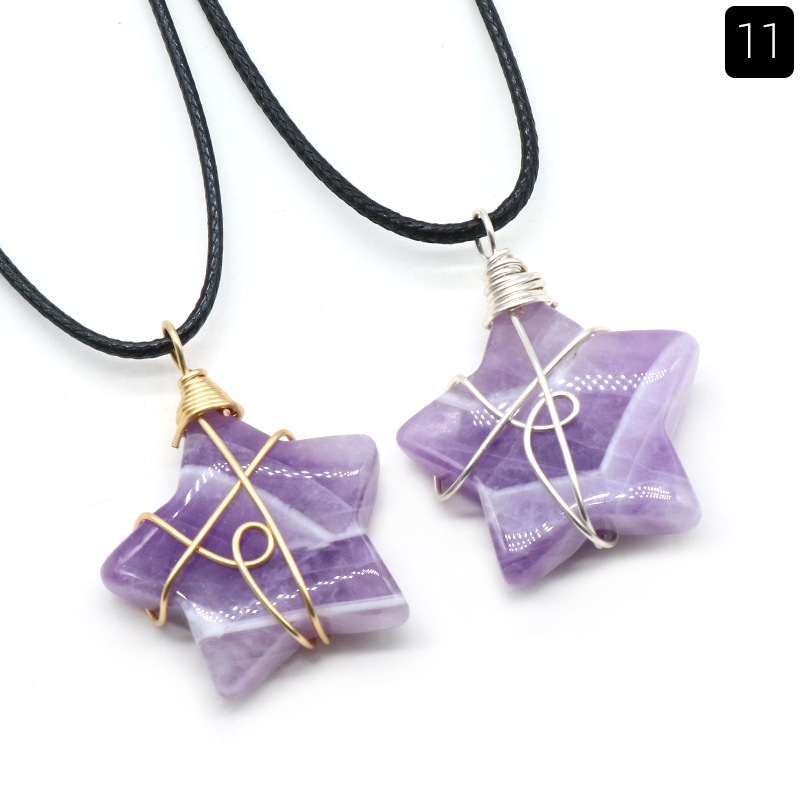 Natural crystal stone 30mm five-pointed star wire pendant DIY star pendant