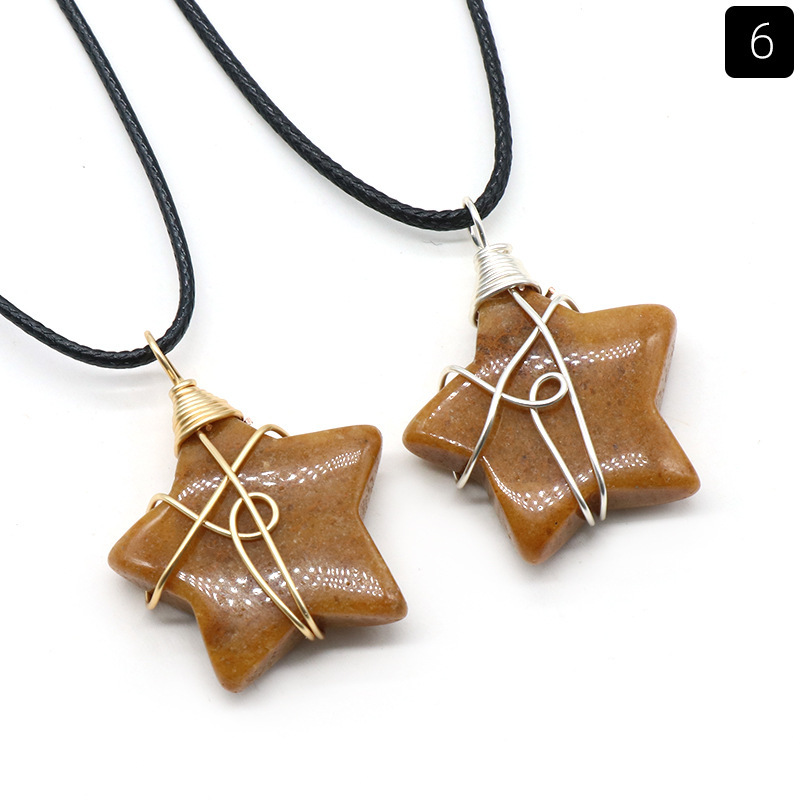 Natural crystal stone 30mm five-pointed star wire pendant DIY star pendant