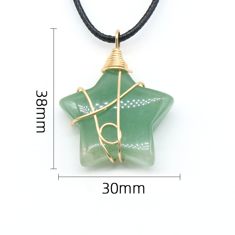 Natural crystal stone 30mm five-pointed star wire pendant DIY star pendant