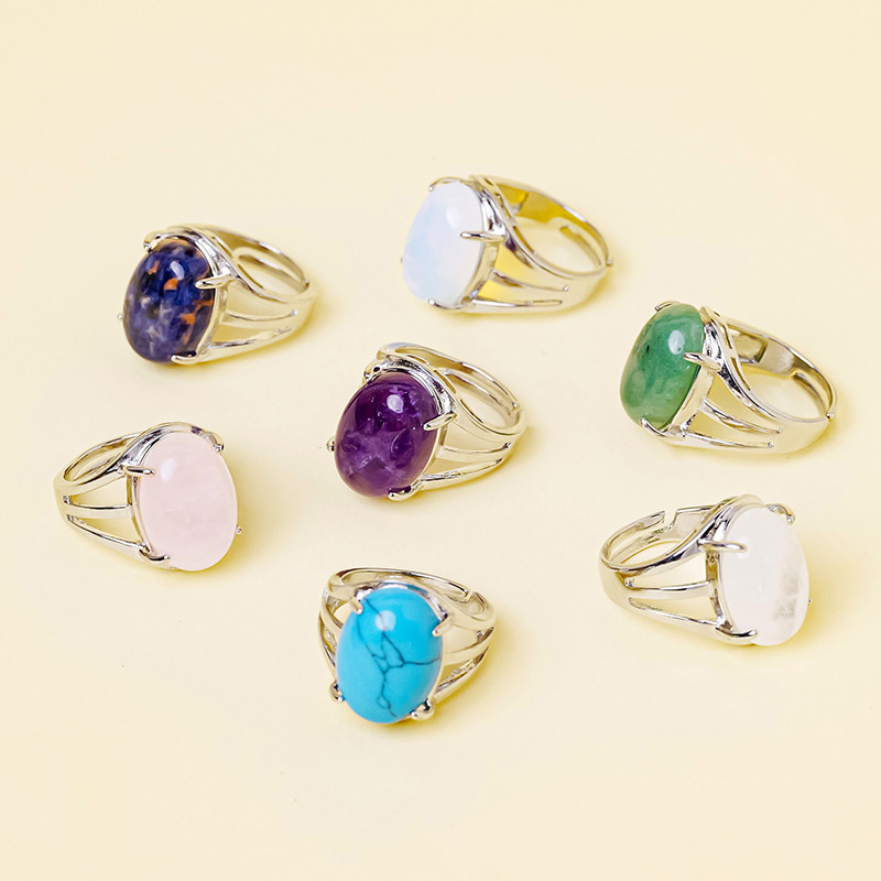 Natural crystal jade oval ring