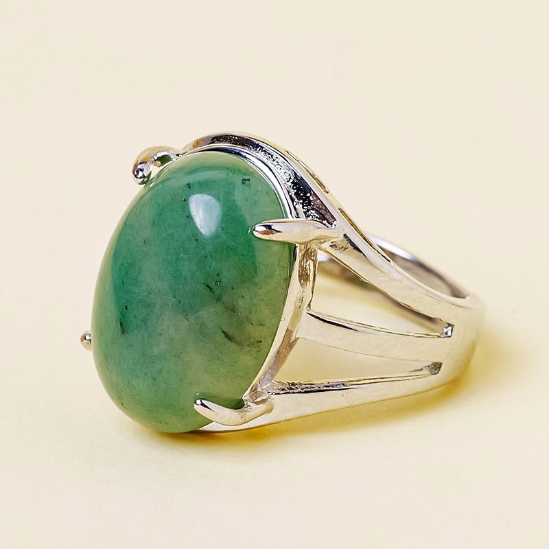 Natural crystal jade oval ring