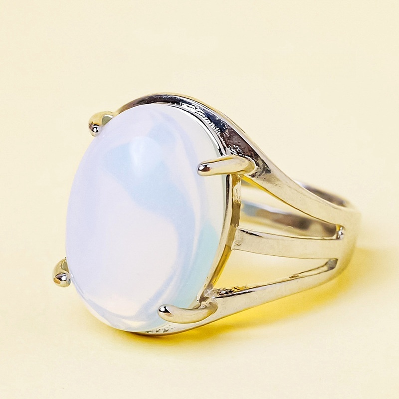 Natural crystal jade oval ring