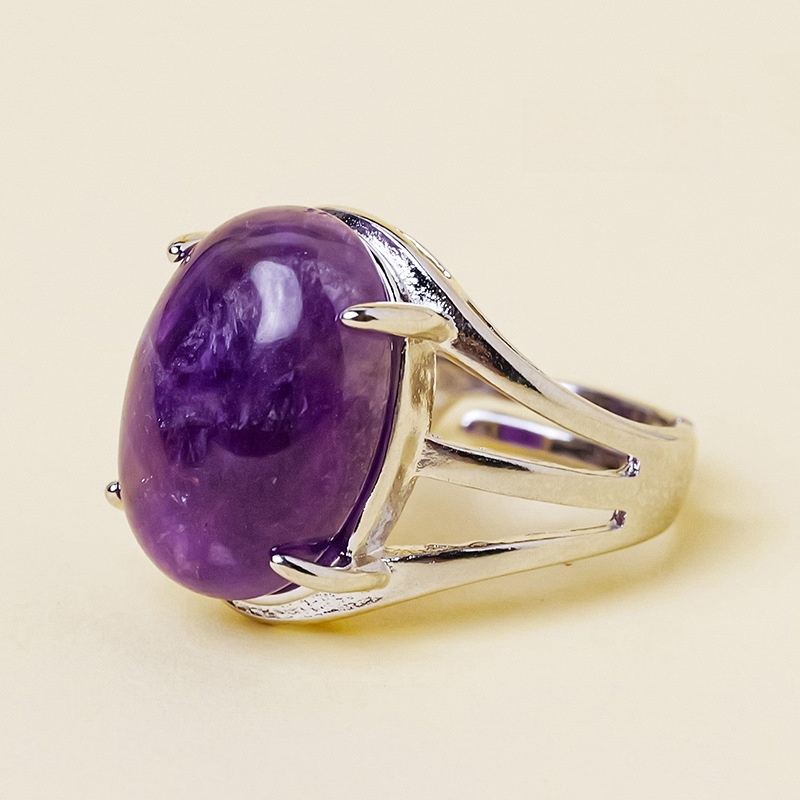 Natural crystal jade oval ring