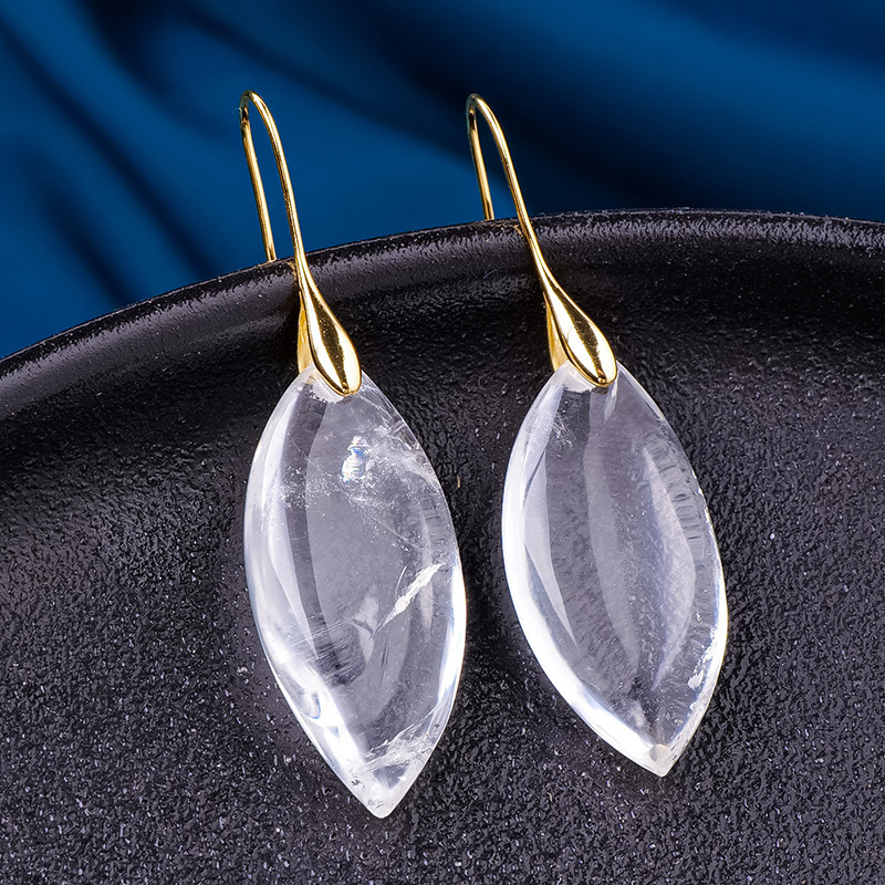Natural clear quartz water drop earrings