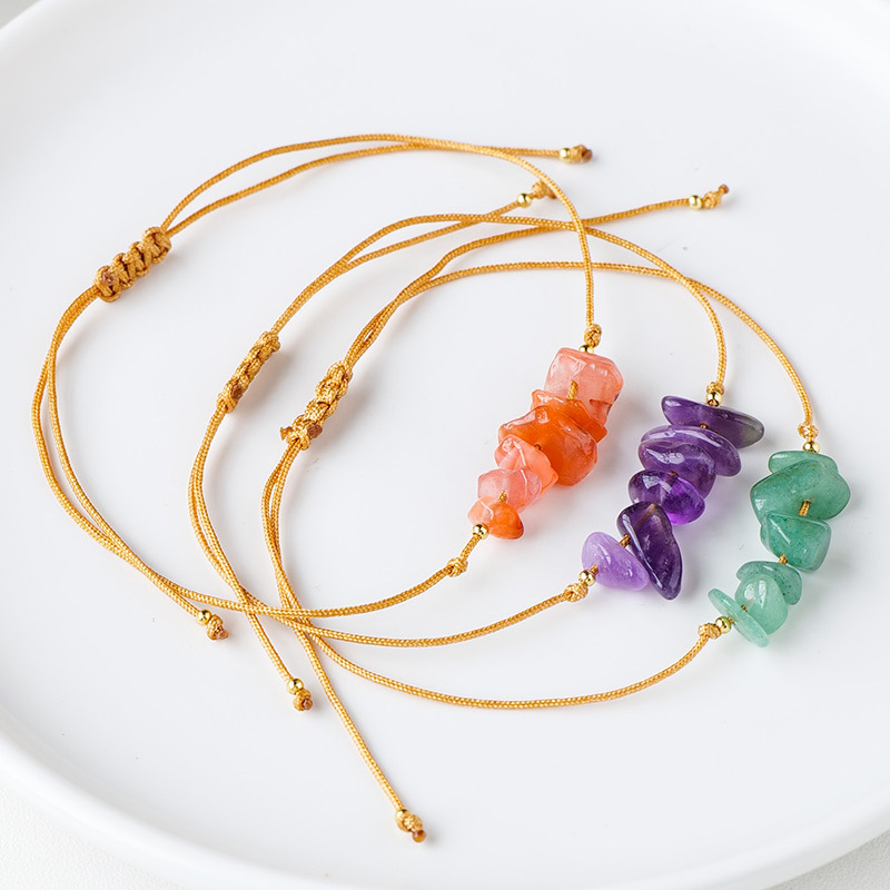 Wax thread hand-woven irregular gravel raw stone bracelet