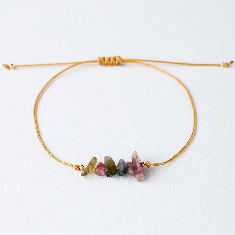 Wax thread hand-woven irregular gravel raw stone bracelet